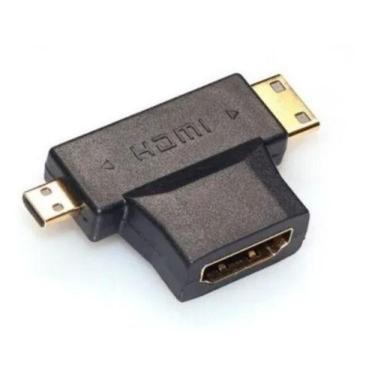 Imagem de 3 Em 1 Hdmi Fêmea P/ Mini Hdmi Macho E Micro Hdmi Macho - It Blue