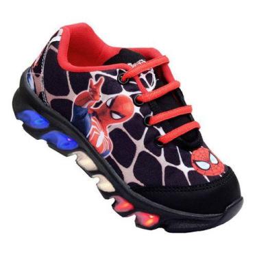 Imagem de Tenis Menino De Led Infantil Menino Aranha - Kids, Menino, Preto, 34