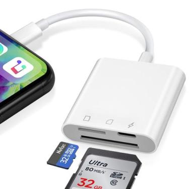 Imagem de Leitor de cartão SD Denlane para iPhone, slots duplos SD e Micro SD