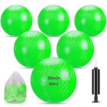 Imagem de Hanaive 6 Pcs Kickballs 10 Inch Playground Ball Rubber Inflatable Dodgeball with Pump and Storage Bag Bouncy Kickball for Adults Sports Outdoor Activities(Green)