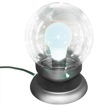 Imagem de Abajur Bola de Cristal Preto C/Esfera 10x15 Vidro Incolor - Jota Ilumi