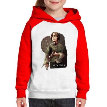 Imagem de Moletom Infantil Arya Stark Valar Morghulis - Foca na Moda, Branco, Ve