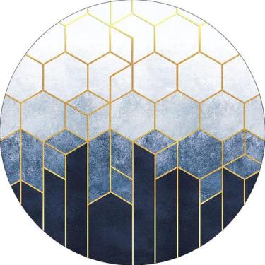 Imagem de Painel De Festa Redondo 1,50x1,50 - Efeito Geométrico Azul Masculino 0