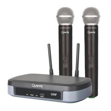 Imagem de Microfone Quanta QTMWU104 2 Microfones / Bivolt - Preto