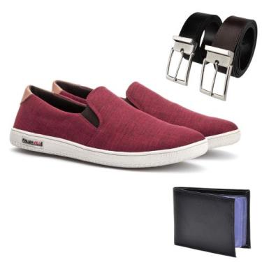 Imagem de Iate Slip On Urban Casual Vermelho Carteira Cinto - Palmaville, Vermel