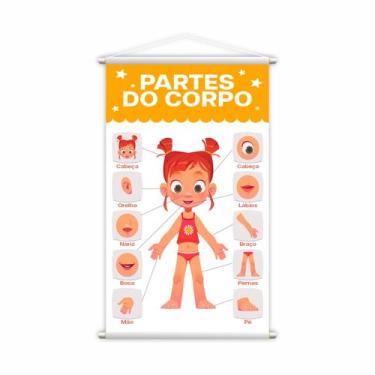 Imagem de Partes do Corpo Menina Banner Escolar Pedagógico 80x50cm - PlimShop