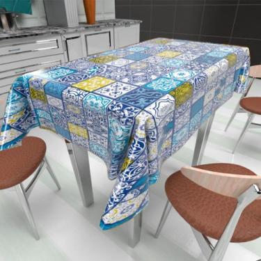 Imagem de Tecido Plástico Térmico Estampado Azulejo Português Azul - 1,40m Largu