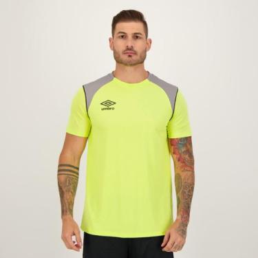 Imagem de Camisa Umbro Color Pipe Verde Limão e Cinza, GG
