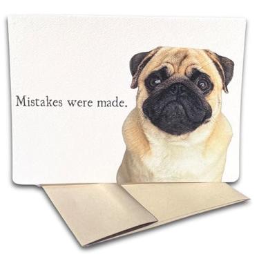 Imagem de Fava Bean Productions Cartão I'm Sorry, Pug Card - Mistakes Were Made (1 cartão premium, 12,7 x 17,8 cm, mensagem fofa dentro), cartão de desculpas engraçado - Sorry From the Dog - Funny Im Sorry- 377