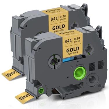Imagem de Unismar Compatível com Brother Ptouch TZe-841 TZ-841 TZe841 18 mm 0,7 fita laminada preta sobre ouro para Brother PTD400AD PTD400VP PT-D600 PTD600VP PT-P700 PT-P900W etiquetadora, 3/10.2 cm x 8.09 cm