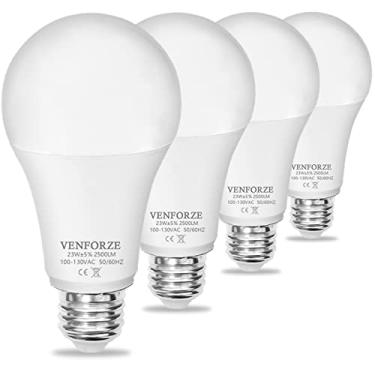 Imagem de Venforze Lâmpada de Luz Brilhante, 150W-200W Equivalente 2500Lm E26 Lâmpada Led 23W Branco Suave 3000K A21 Lâmpada Led Não Regulável Pacote com 4