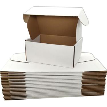 Imagem de Lmuze pequenas caixas de transporte brancas para pequenas empresas pacote de caixas de papelão ondulado de 25-9x6x4 polegadas para envio de embalagens presentes artesanais dando produtos
