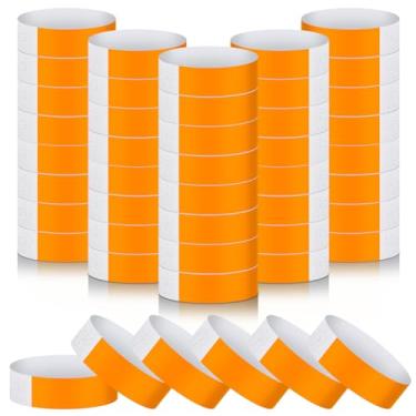 Imagem de Epakh 500 pulseiras de papel neon à prova d'água para eventos leves para concertos pulseiras adesivas coloridas neon para festas (laranja)