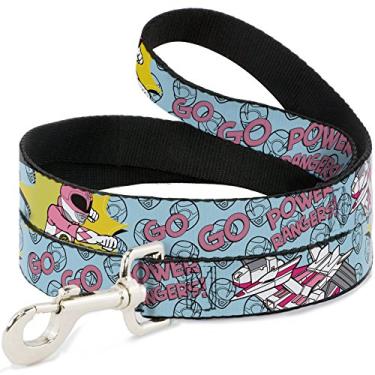 Imagem de Buckle-Down Coleira para animais de estimação - Pink Ranger Punch Pose GO POWER RANGERS! Azul bebê/rosa - 1,2 m de comprimento - 3,8 cm de largura