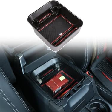 Imagem de TINKI Bandeja organizadora de console central ABS preta compatível com Land Rover Discovery 4 LR4 2010-2016 Caixa de armazenamento de acessórios, bandeja de console (sem geladeira)