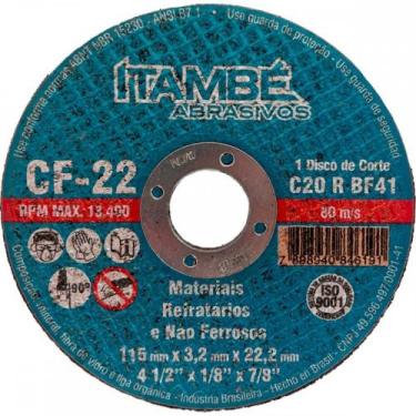 Imagem de Disco Corte Refratario Itambe 4.1/2''X1/8''X7/8'' - 2 Telas - Cf-22 - 