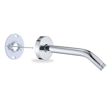 Imagem de RAINREVIVE Braço de chuveiro de 20 cm com flange e suporte estabilizador, braço de tubo de chuveiro montado na parede aço inoxidável 304 para chuveiro fixo e chuveiro de mão, cromado