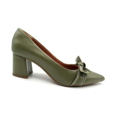 Imagem de Sapato Scarpin Feminino de Couro Marlinês 6275 Musgo