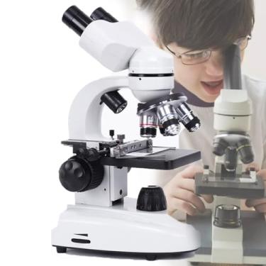 Imagem de GSWWJG microscópio, microscópio para adultos, microscópio binocular composto, microscópio biológico de alta potência para adultos, com conjunto de slides e adaptador de telefone, ocular eletrônica,