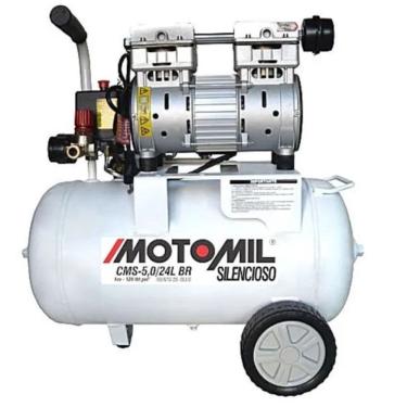 Imagem de Compressor De Ar Odontológico Motomil - Cms-5/24l Br Isento De Óleo - 5 Pés 24 Litros 220v mono