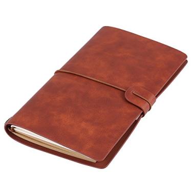 Imagem de QANYEGN Caderno, Caderno De Couro, Agenda Personalizada Para Escrever Cartas Desenhar Colar Fotos 5 Cores(Marrom)