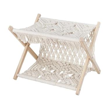Imagem de Bothyi Porta-revistas de macramê, estante dobrável, estilo boho, suporte para armazenamento, cesta de pé para escritório, 34x24x25cm
