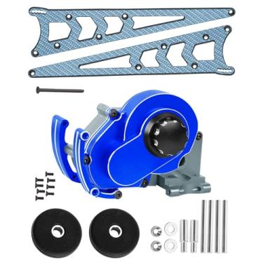 Imagem de Gearbox Cover&Drive Gear Cover&Carbon Adjustable Wheelie Bar Kit Tail Wheel Head up Wheel Upgrades Part for 1/10 Slash 2WD (VXL),Rustler&Stampede&Bandit 2WD(VXL),Navy Blue with Titanium