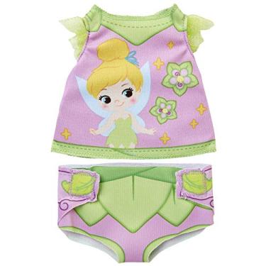 Imagem de Roupas e acessórios para bonecas My Disney para berçário, pacote de acessórios de fraldas Sininho inspirado no personagem Sininho da Disney! Inclui camiseta de boneca, capa de fralda de boneca, clipe com pingente