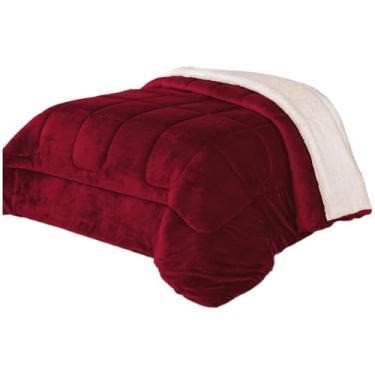Imagem de Cobertor CASAL GROSSO FOFÃO 2,40x2,20 lã de ovelha Manta quente Cobertas Sherpa Edredom Coberdrom(VINHO)