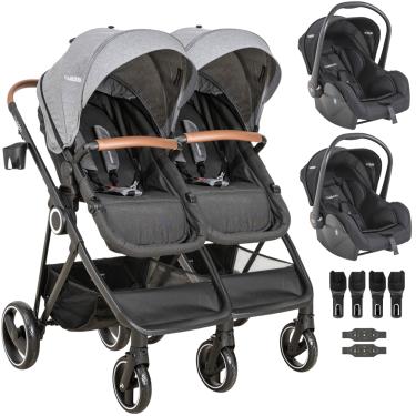 Imagem de Carrinho Kiddo para Gemeos com 2 Bebe Conforto Cosmos Grafite