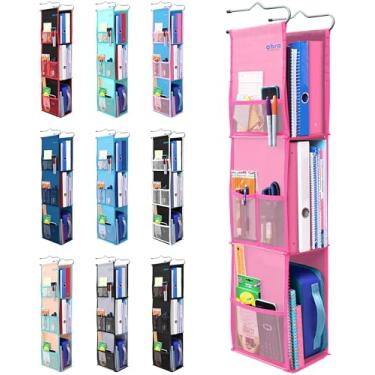 Imagem de ABRA® Organizador de armário suspenso com 3 prateleiras para escola, academia, trabalho, armazenamento | Prateleiras profundas 15 x 23 cm | Tecido ecológico saudável para crianças | Prateleira