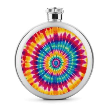 Imagem de Cantil de aço inoxidável, impressão de padrão tie dye, frasco, clássico, cantil, garrafa de viagem, garrafa portátil de licor
