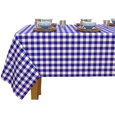 Imagem de Toalha de mesa - coleção Buffalo Check - azul e branco, capa de mesa quadrada 100% algodão, tamanho 52x52 polegadas. Para cozinha, jantar, mesa, decoração, festas, ação de graças e uso diário.