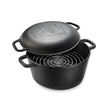 Imagem de Panela Defumação MG Ferro Fundido PanelaMineira 28x16cm 8,2L - Panela 