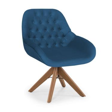 Imagem de Poltrona Base Giratória Madeira Capitonê Zari Decor