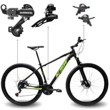 Imagem de Bicicleta Aro 29 KSW XLT 100 21 Marchas SH TZ31 Quadro Alumínio Freio Hidráulico MTB (Preto Verde, 21)