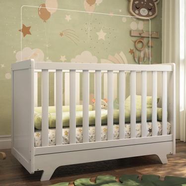 Imagem de Berço Americano Retrô 2 Em 1 Branco Brilho Com Colchão Baby Physical - Móveis Peroba