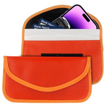 Imagem de Ongfuwu Bolsa Faraday com 2 peças para telefones e chaves de carro, entrada sem chave, bloqueio de sinal, protetor de chaveiro, antirroubo Faraday para proteção de privacidade de celular, blindagem de