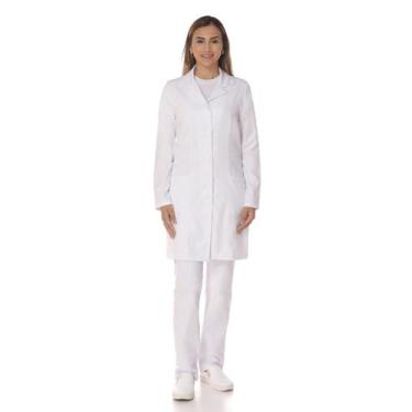 Imagem de Jaleco Manga Longa Acinturado Gabardine Feminino - Casa dos Uniformes,