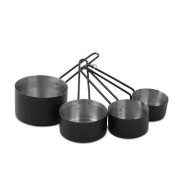 Imagem de Jogo de Xícaras Medidoras 4 Pçs Inox Revestimento Black Mimo