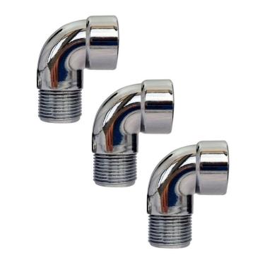Imagem de Kit 3 Joelho Cotovelo Curva Metal Crômado Rm X Rf 3/4`` X90