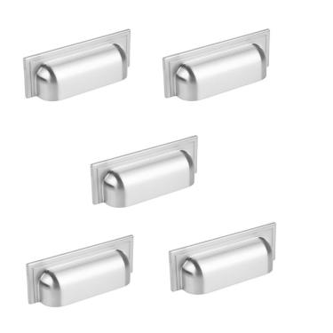 Imagem de Kit 5 Puxador Plymouth Zen Niquel Escovado Concha 80Mm