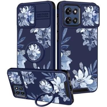 Imagem de Goocrux Capa para Moto G Stylus 5G 2025 - Capa de telefone feminina bonita e exclusiva design estético capa de câmera deslizante com suporte de anel capas para Motorola G Stylus 5G 2025, branco floral