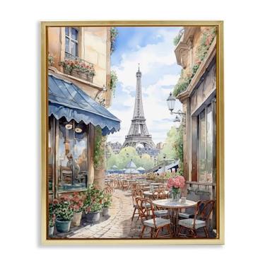 Imagem de Stupell Industries Tela flutuante dourada Torre Eiffel vista da cidade design de arte de parede por LSR Creative Studio, 78 x 63 cm