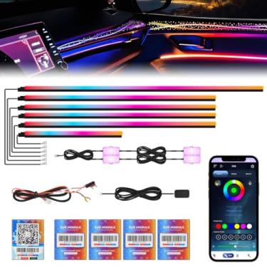 Imagem de Nova versão Dreamcolor Luzes interiores de acrílico para carro, fita de luzes LED 10 em 1 com controle de aplicativo, sistema de controle zoneado, 210 modos de cor, iluminação ambiente de carro neon