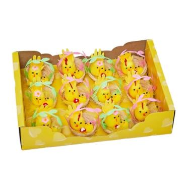 Imagem de Milageto Ornamentos de pintinhos de Páscoa, brinquedos artesanais de pintinhos, enfeites DIY, enfeites de jardim, decorações de animais em miniatura, para, Pintinhos E Ninho