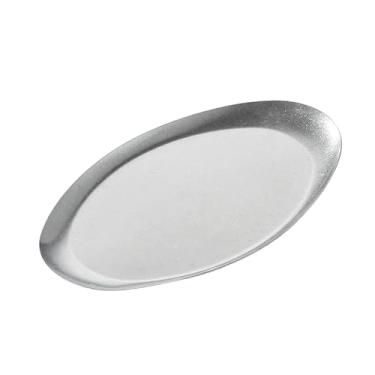 Imagem de Bandeja rasa quadrada de aço inoxidável dourada para neve criativa e requintada - prata retrô (prato em forma de ovo)