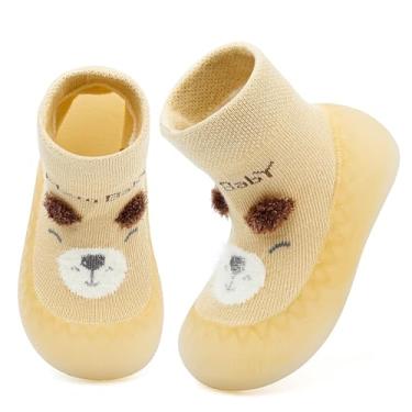 Imagem de Anproity Sapatos para bebês meninos meninas primeiro caminhada antiderrapante com sola de borracha macia para bebês, Urso amarelo, 18-24 Months Toddler