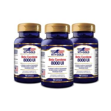 Imagem de Vitamina A Beta Caroteno 8000Ui 100 Cápsulas Kit 03 Unidades - Vitgold