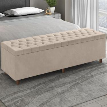 Imagem de Recamier Baú Estofado King 193cm Indra Veludo Bege Z04 - Mpozenato, Be